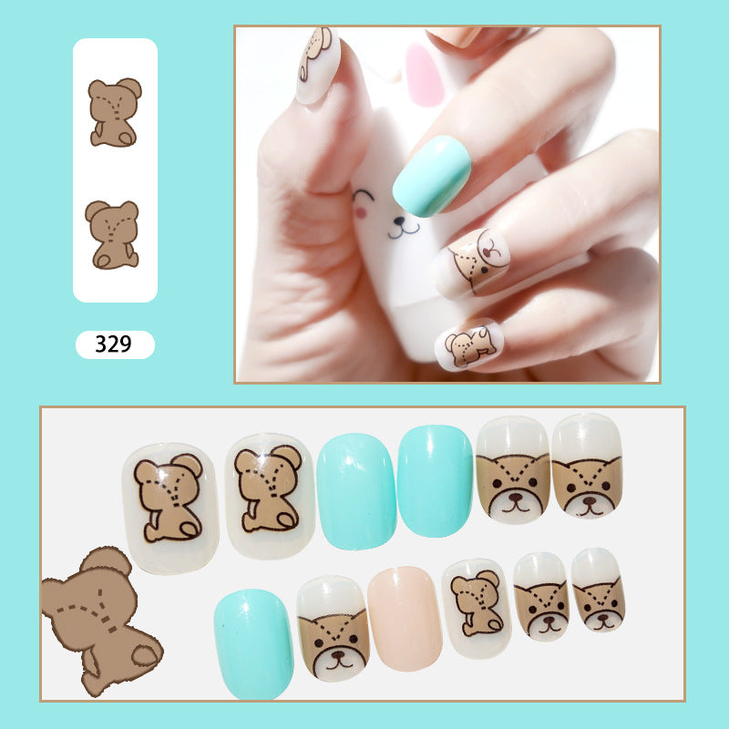 Manicure children wear cat nail pieces children's patches finished nail pieces fake nails adhesive nail pieces stickers bag