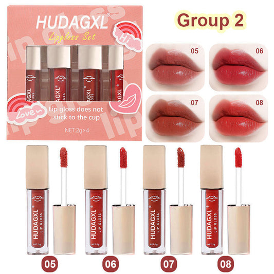 Cross-border exclusive liquid lip gloss lipstick set mini lip glaze for students non-fading non-stick lip gloss factory direct sales