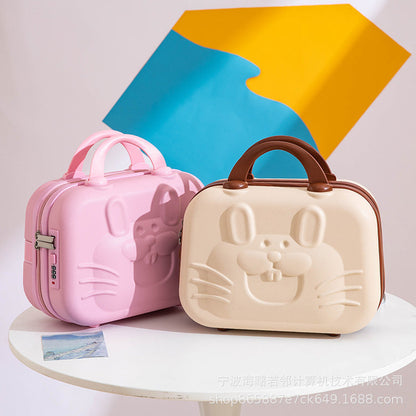 14 inch suitcase bearded rabbit password suitcase small suitcase women's cosmetics storage bag small and light 