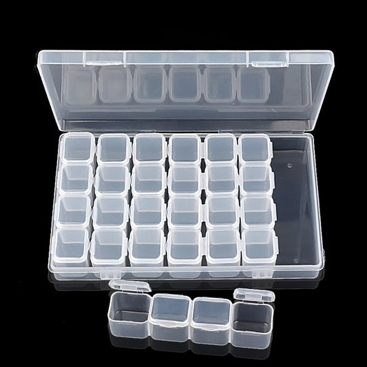 Nail art tool 28 compartment storage box jewelry box assemble and disassemble plastic box nail jewelry packaging box anti-fall