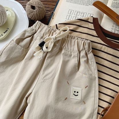 Children's casual pants Bangcheng 2024 summer boys' customized smiley pants new children's sports shorts G0082