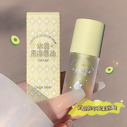 Gogo Bear Crystal Jelly Lip Oil Hydrating Moisturizing Moisturizing Diminish Lip Lines Lip Gloss Transparent Non-Greasy