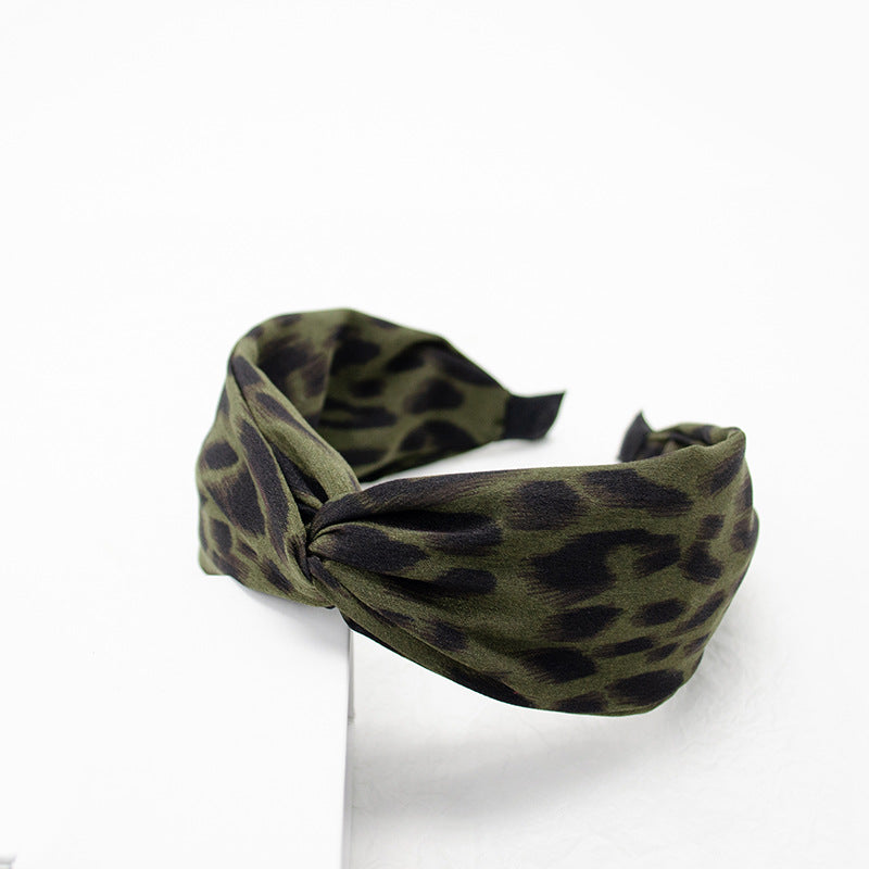 Amazon new style headband women European and American cross knot head buckle leopard spot retro headband hair cave women wholesale