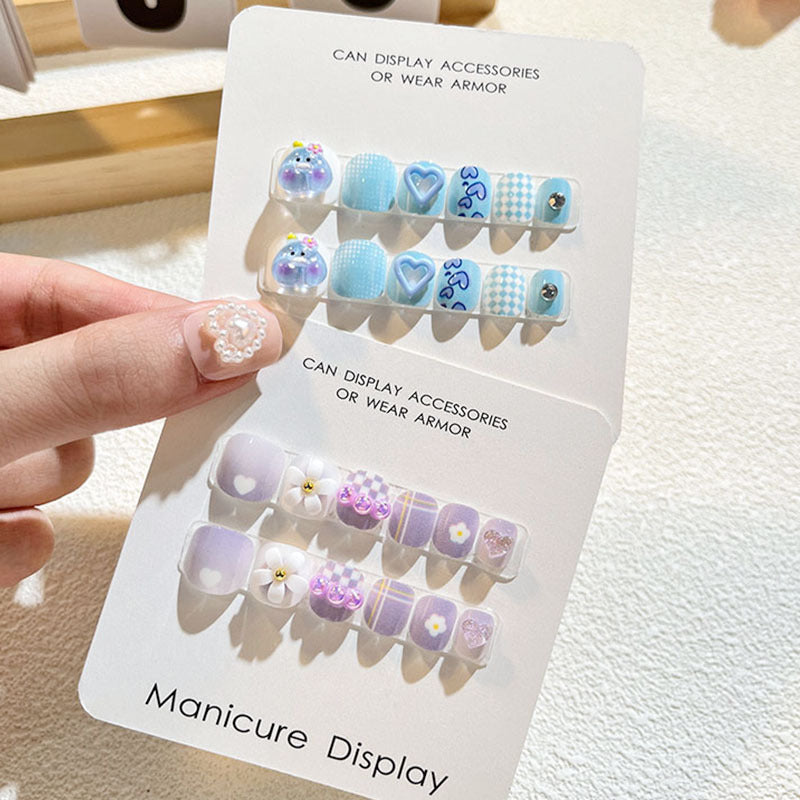 Children's nail stickers nail stickers nail art full stickers wear waterproof safety cartoon finger point drilling nail stickers