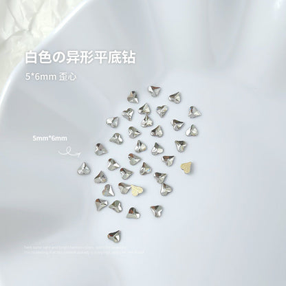 Nail jewelry flat bottom special shaped diamonds large and small mini water drop love square diamonds transparent diamonds white crystal wholesale