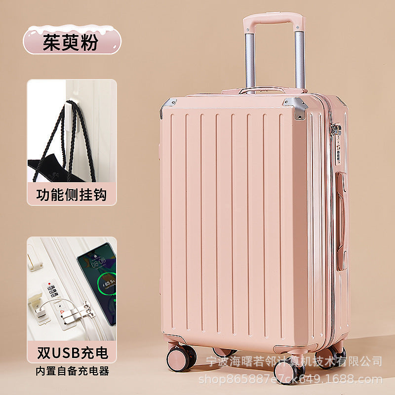 24 inch student pressure-resistant trolley case suitcase with USB charging port travel case manufacturer wholesale metal corner password box 