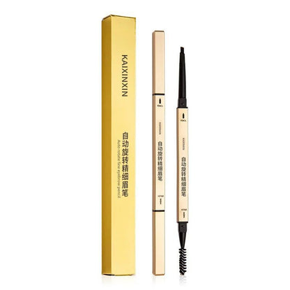 Foreign trade small gold chopstick eyebrow pencil small gold bar double-headed eyebrow pencil square tube small triangle thin rotation not easy to fade cross-border makeup