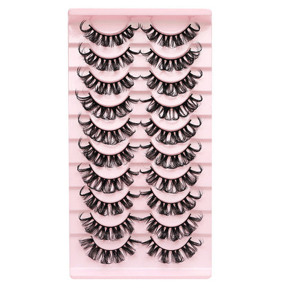 DINGSEN false eyelashes factory cross-border stable supply 10 pairs of DD holiday eyelashes Russian curling set