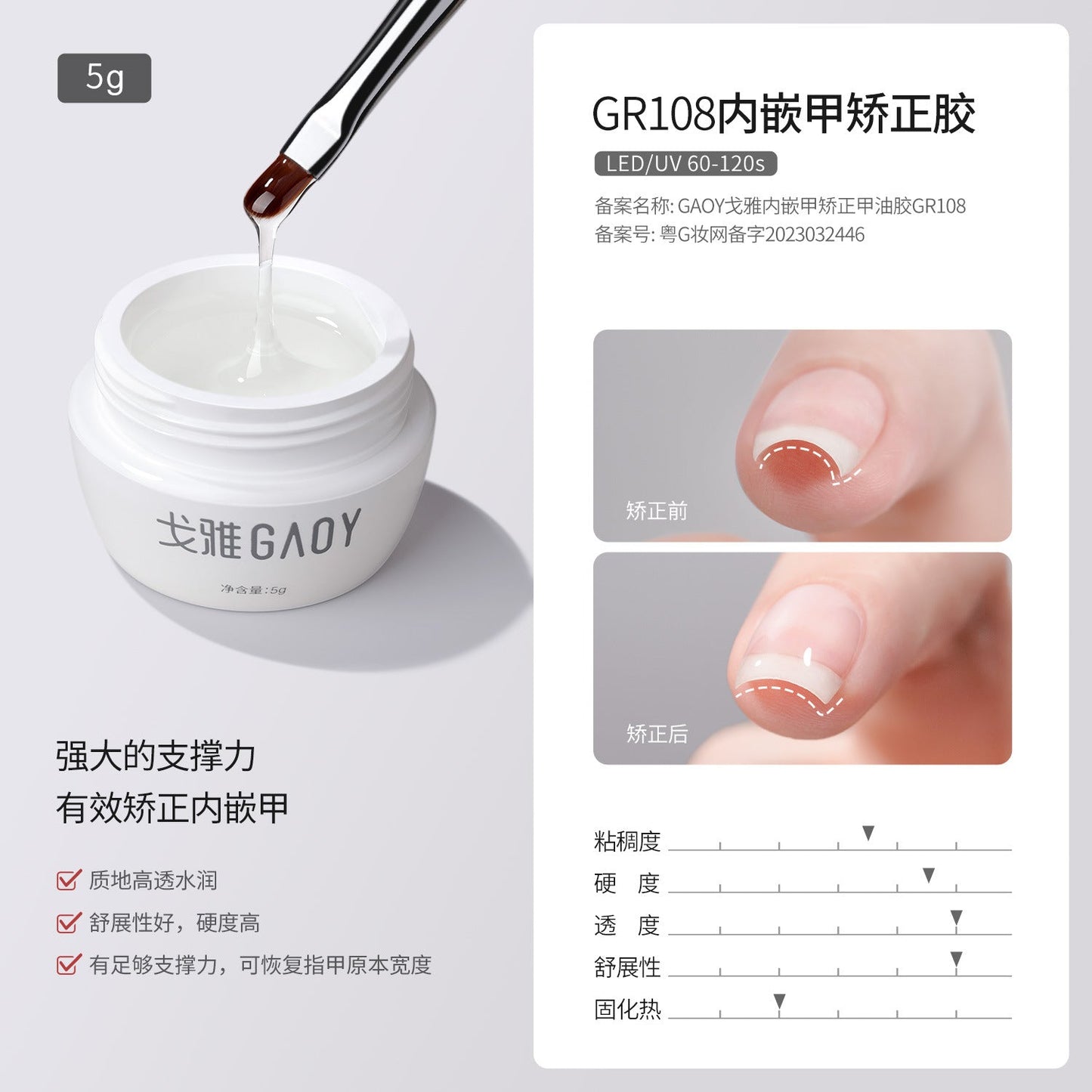 Gaoy Goya Japanese canned construction base glue seal layer adhesive diamond reinforcement extension light therapy shape halo glue functional glue