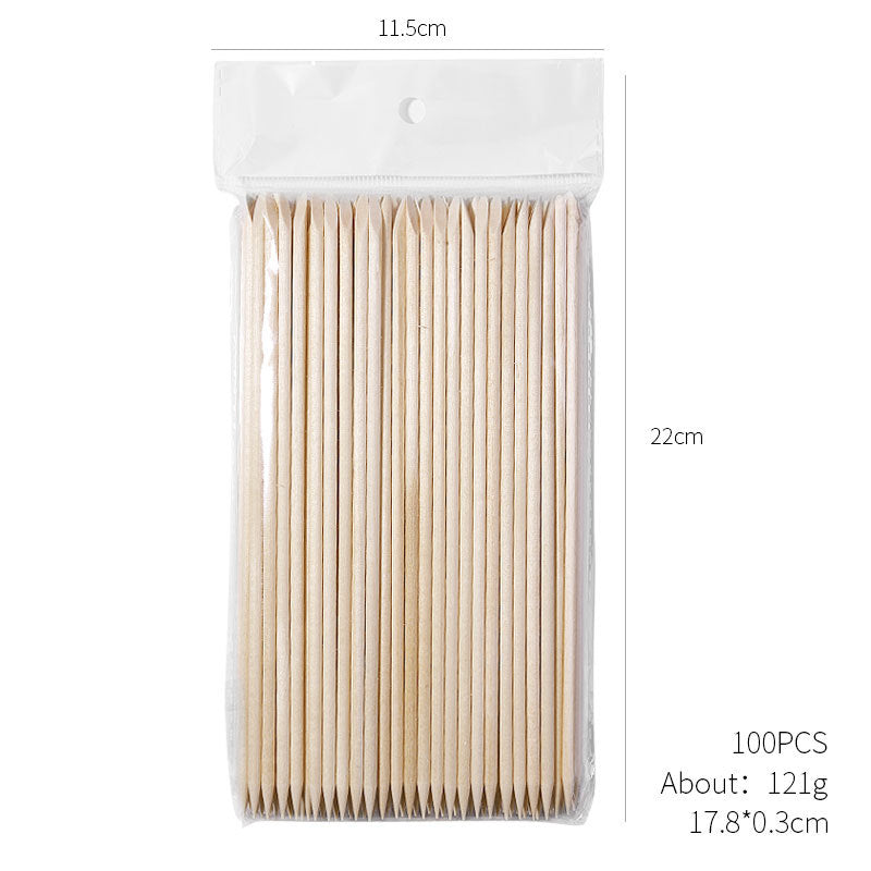 Nail tools wholesale orange wood sticks wooden sticks dead skin push 11.4cm double head orange wood sticks 100 pieces bag dot drill stick