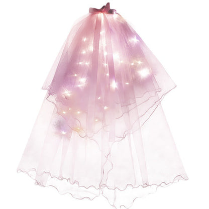 Crown veil super fairy luminous veil អ៊ីនធឺណេត តារាល្បី flash toy fairy veil LED light garland night market batch batch