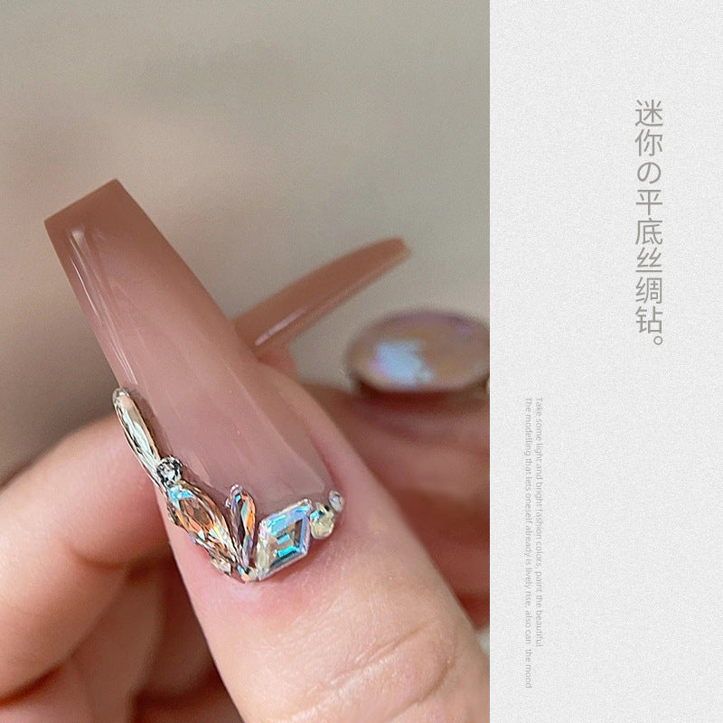 Glittering cognac white mixed nail art accessories super flash mini small flat bottom special-shaped diamond silk color temperature elf same style