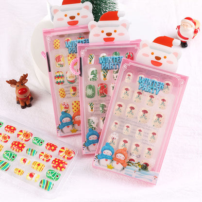 Children's nail stickers baby toddler boys and girls cartoon princess nail stickers jelly glue Christmas wear nails 