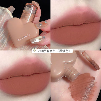 MYHO Love Mousse Matte Lip Glaze Heart-shaped Air Cushion Lip Glaze Light Velvet Matte Lip Mud Lipstick Cross-border