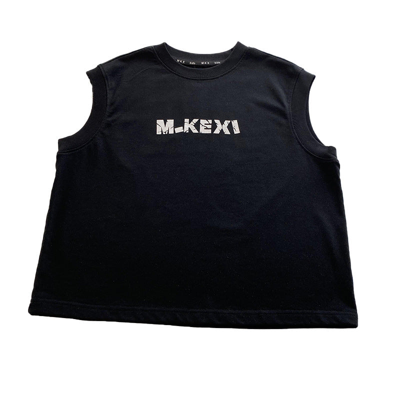 Mikoshi children's clothing boys' sleeveless vest summer thin children's cotton waistcoat T-shirt 2024 new medium and large children