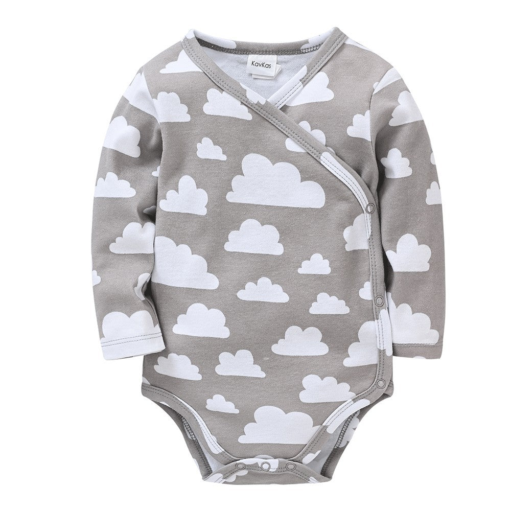 Spring infant crawling clothes 2024 boy triangle fart clothes long-sleeved open crotch romper 3 months baby clothes