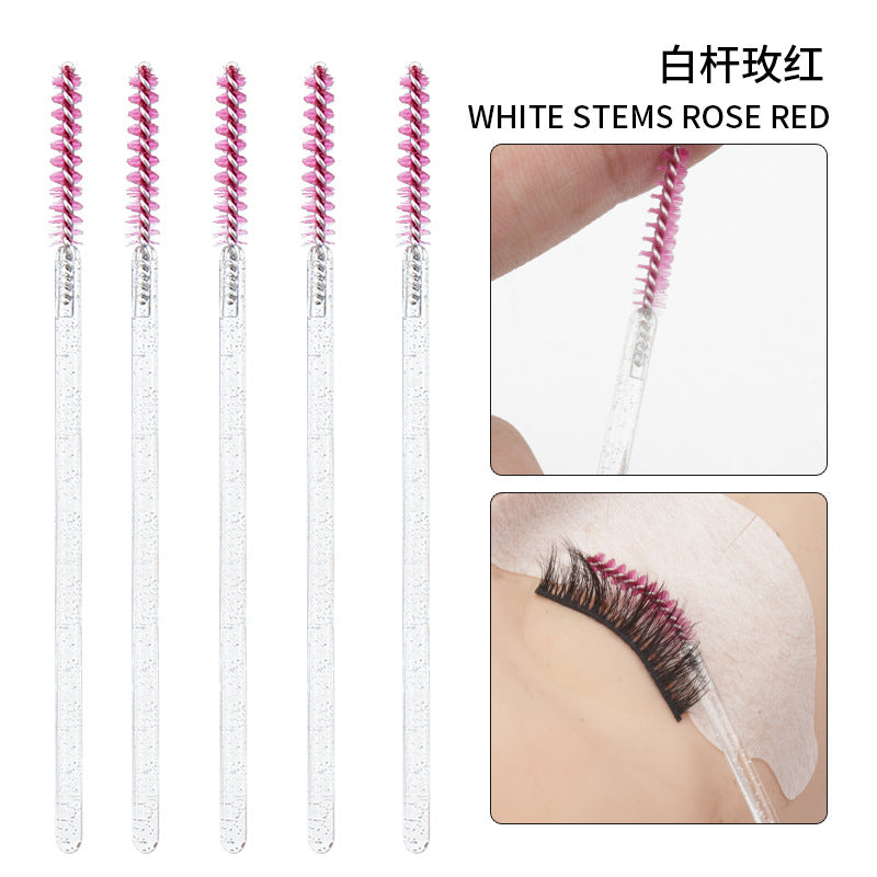 Wholesale disposable grafting eyelash brush crystal glitter rod eyebrow brush straight bright rod eyelash comb 50/pack opp bag