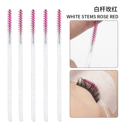 Wholesale disposable grafting eyelash brush crystal glitter rod eyebrow brush straight bright rod eyelash comb 50/pack opp bag