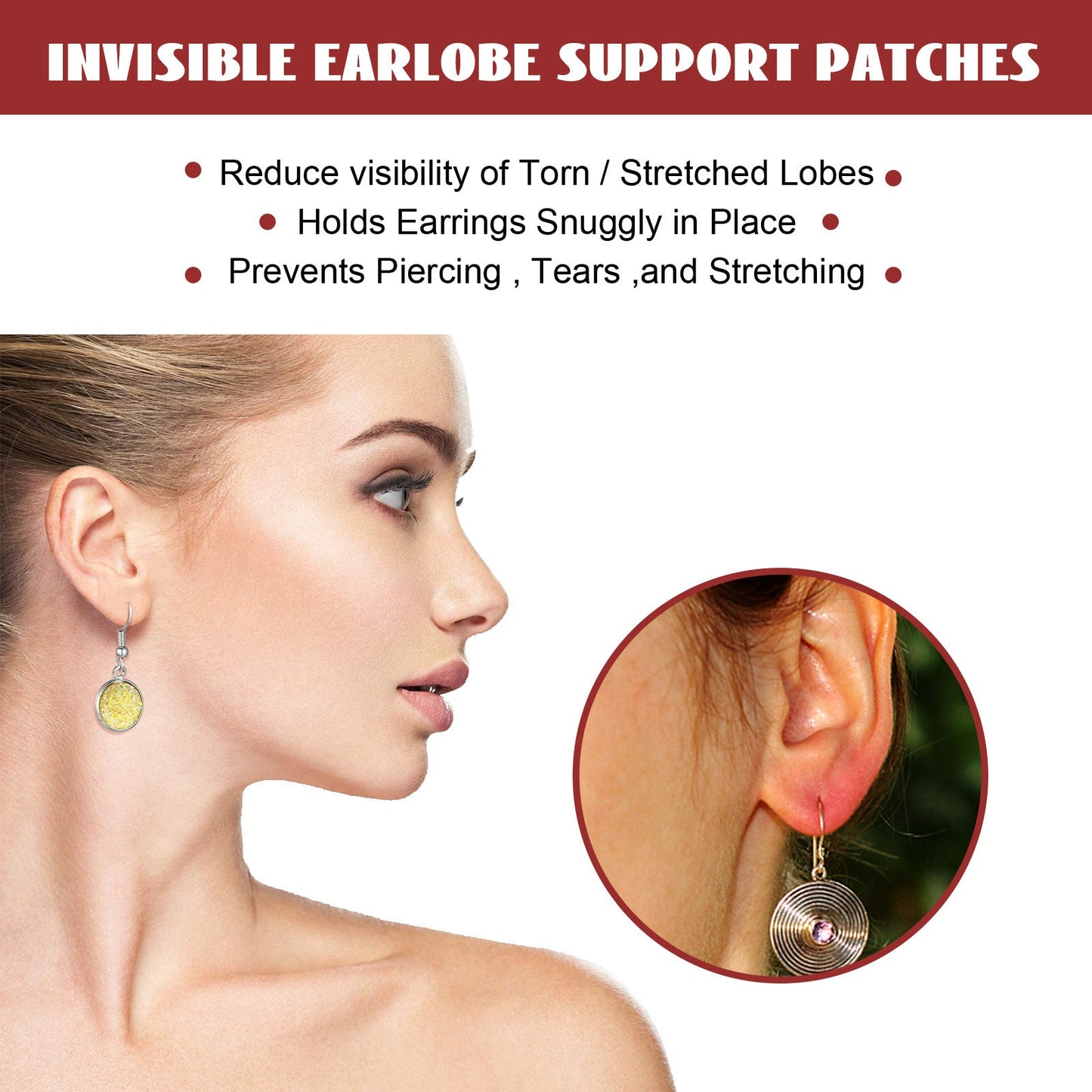 EELHOE invisible earlobe support patch earrings invisible protection patch earlobe support patch បំណះការពារត្រចៀក 