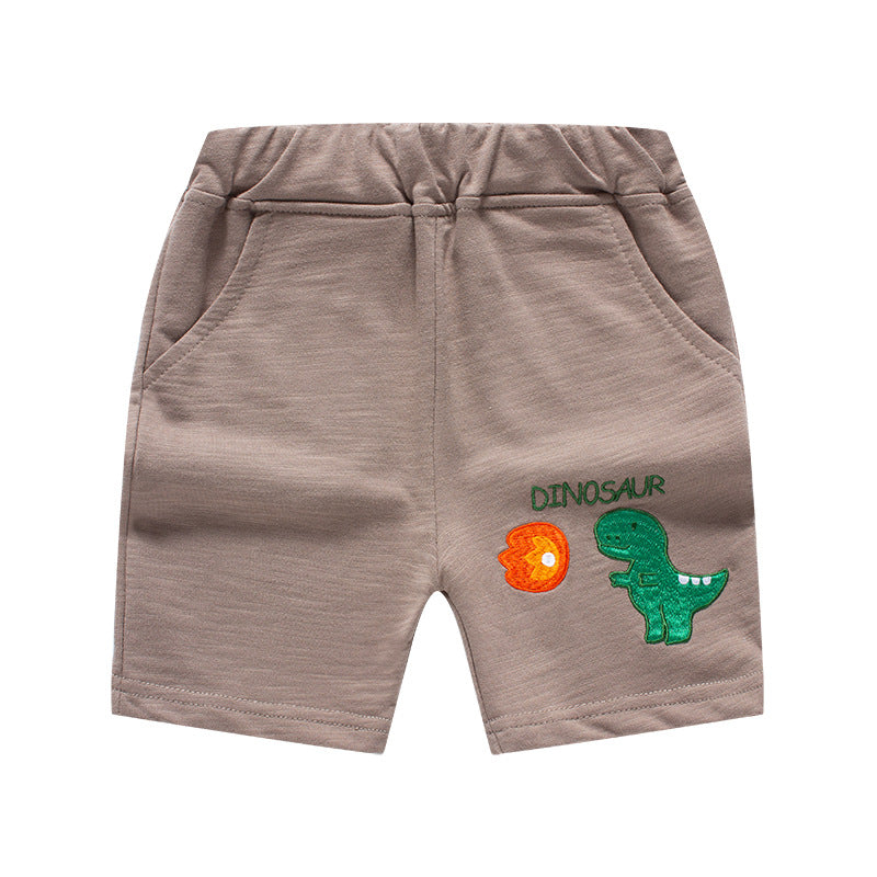 New Korean style summer children's shorts cartoon dinosaur embroidered pants boys' shorts one piece children's clothing wholesale