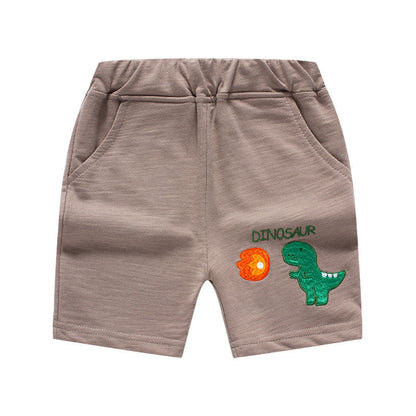 New Korean style summer children's shorts cartoon dinosaur embroidered pants boys' shorts one piece children's clothing wholesale