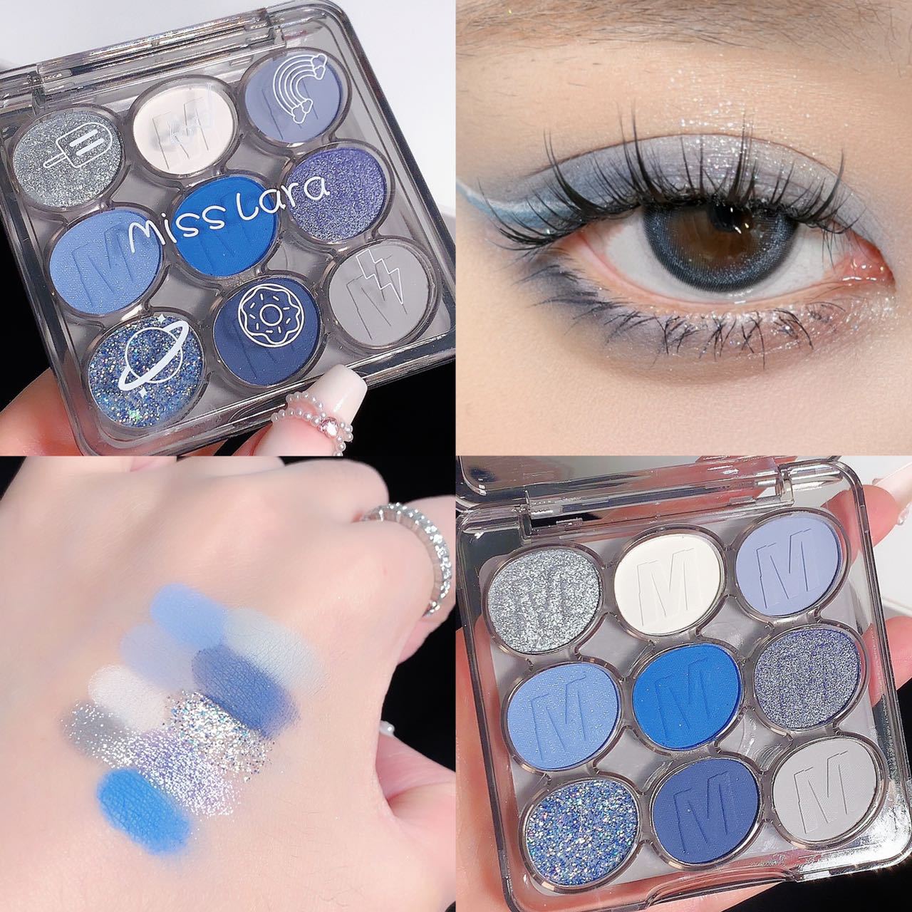 misslara 9 color eye shadow palette sequins glitter pearlescent waterproof student eye shadow super hot fine flash affordable stage