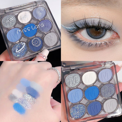 misslara 9 color eye shadow palette sequins glitter pearlescent waterproof student eye shadow super hot fine flash affordable stage