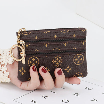 Wholesale coin purse women's short genuine leather texture small wallet multifunctional driver's license card holder soft leather key bag zipper bag 