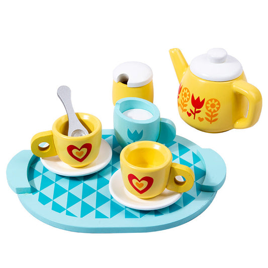 Early Education Educational Simulation Afternoon Tea Set Girls Kitchen Mini Teacup Children's Wooden Play House Toys