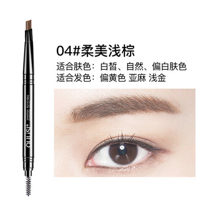 Oulis squeeze refill five colors double head with brush automatic rotating eyebrow pencil new product triangle eyebrow pencil 12 pieces a dozen