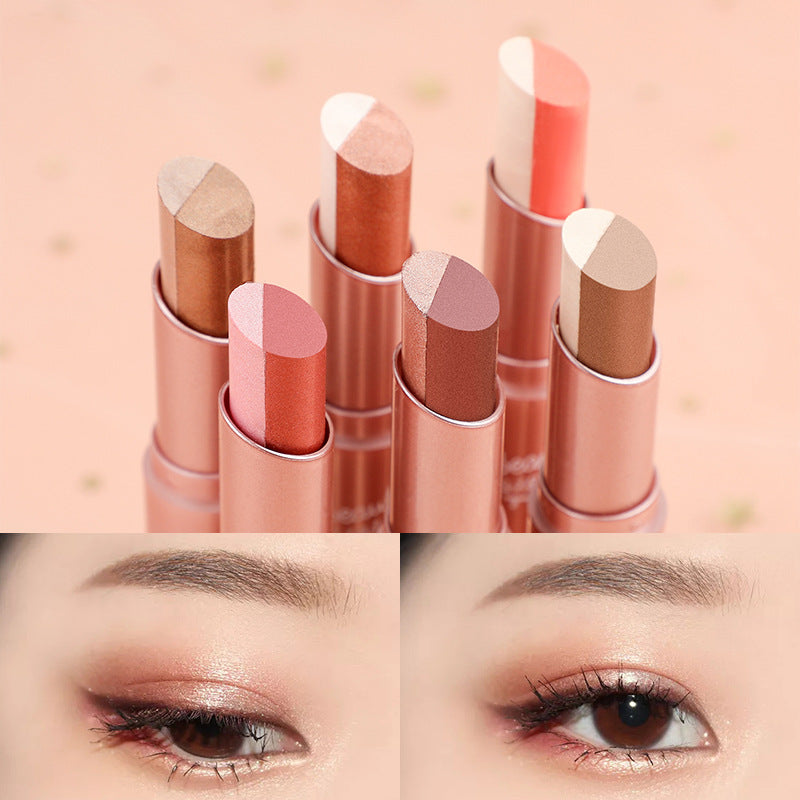 Cahill gradient two-color eyeshadow pen pearlescent glitter earth color not easy to smudge makeup lazy eyeshadow stick