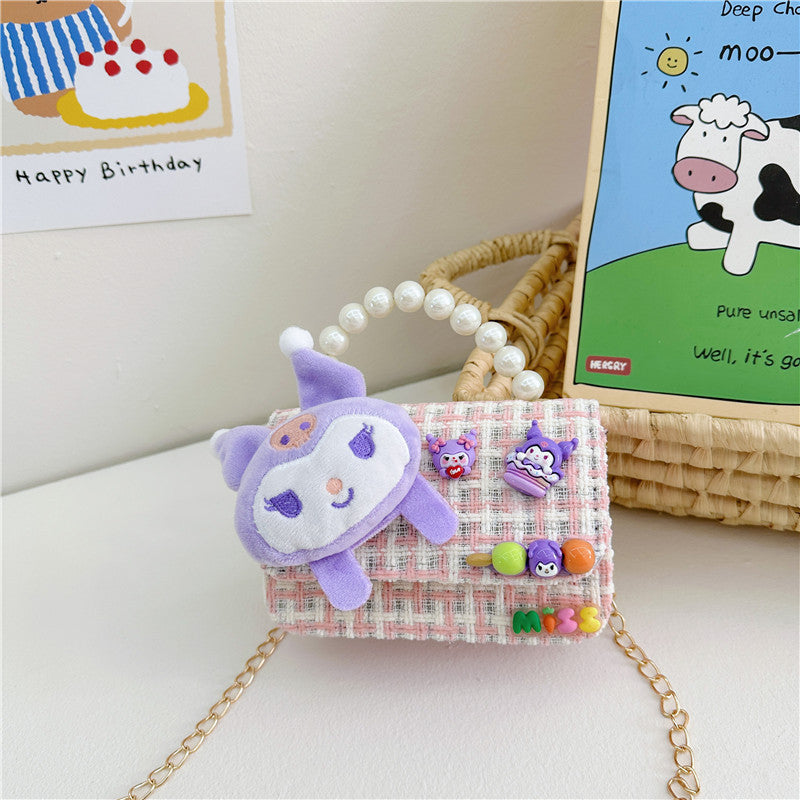 New exquisite children's bag fashionable girl chain shoulder crossbody bag trendy princess style handbag small square bag 