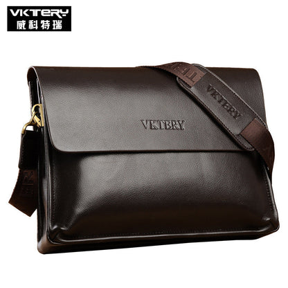 Vicoteri men's bag shoulder bag messenger bag business casual bag soft leather men's bag