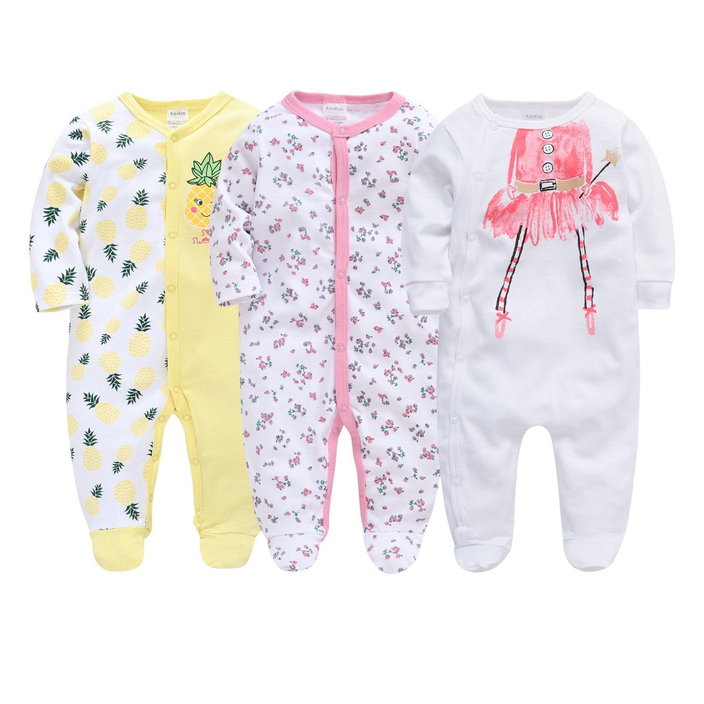 Newborn baby clothes 3-piece set autumn cartoon infant onesie cute long-sleeved crawling clothes baby clothes