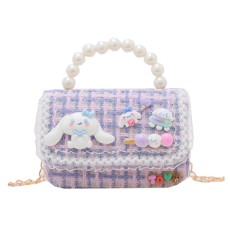 Fashion Pearl Handbag Children's Bag Simple Chain Girls Messenger Bag Beaded Mini Parent-child Shoulder Bag Wholesale 