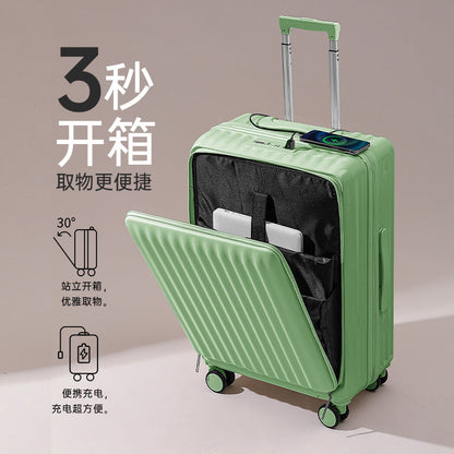 Front opening USB interface suitcase for women and men multifunctional travel case 20 inch 24 inch new model boarding case trolley 