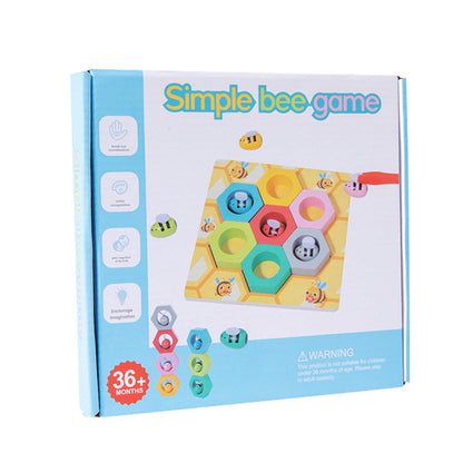 Children's wooden games early childhood education kindergarten color recognition matching beehive stacking clip bee educational toys