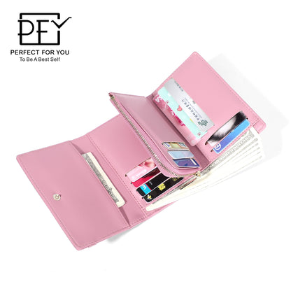 Simple and fashionable small fresh student three-fold niche wallet Japanese and Korean ladies' wallet with multiple card slots short wallet for women 