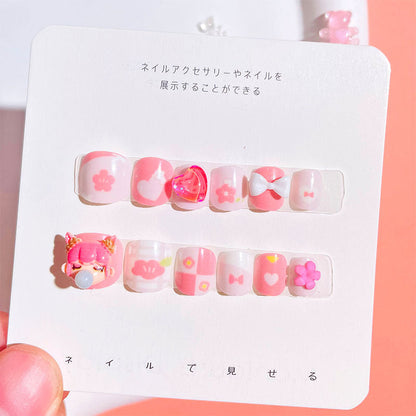 2024 new nail art stickers for children and girls with diamond nail stickers for wearing nail art nail stickers with jelly glue