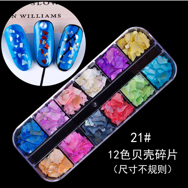 Nail accessories rhinestones flat bottom diamonds hollow rivet nail stickers diamond sequins colored diamonds flat bottom pearl shell pieces Japanese style