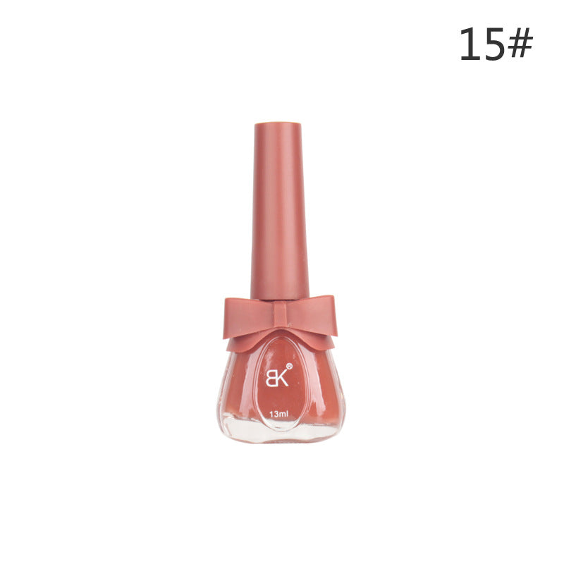 BK new bow seven-day water-based nail polish pure color free baking summer net red white macaron 13ml 