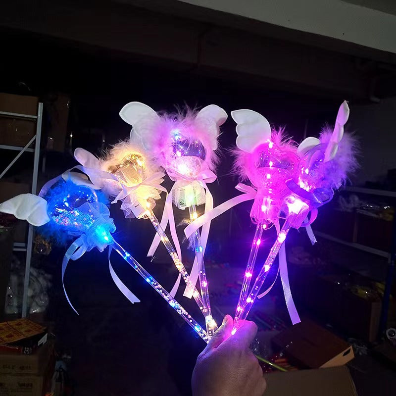 New style street stall drainage flashing light children's toys luminous cartoon star ball angel fairy stick wave ball magic wand