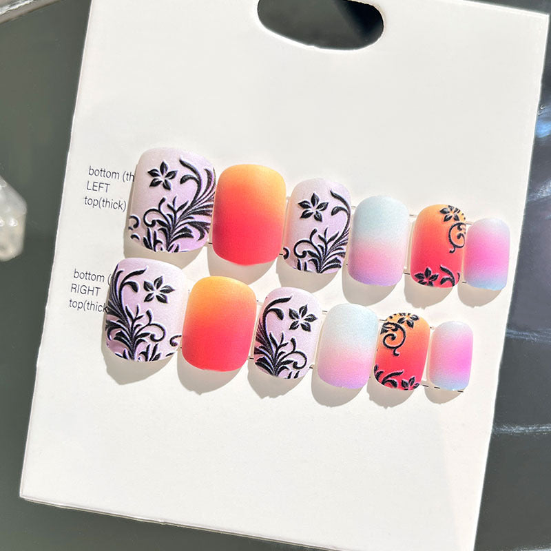 Wearable nail art finished nail pieces adult short bridal style embossed nude 2023 new nail stickers