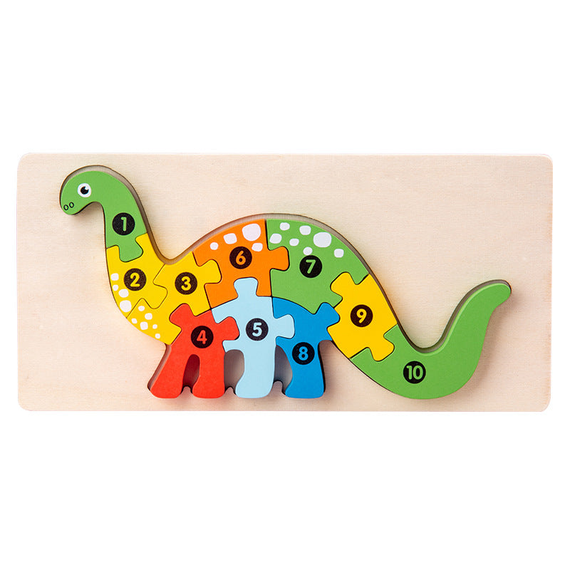 Wooden early education cognitive children's educational toys building blocks animal transportation shape matching 3d three-dimensional puzzle wholesale