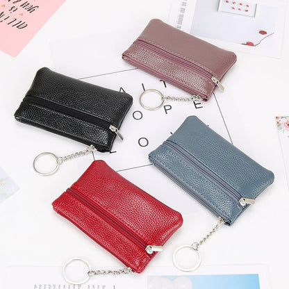 Genuine leather coin purse for women small mini short zipper key bag simple small wallet coin small coin bag 