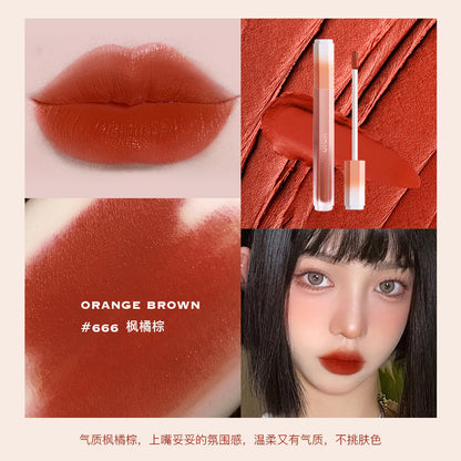 HOJO8130 Silky Cream Mist Velvet Lip Glaze Matte Lip Gloss និស្សិតស្រី តម្លៃសមរម្យ ក្រែមលាបមាត់ក្នុងស្រុក