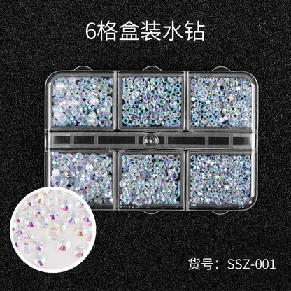 Rhinestone DIY Sticker Diamond Nail Art Accessories DIY Flat-bottomed Diamond Nail Internet Celebrity Diamond Steel Beads 6 Specifications Mixed Pack