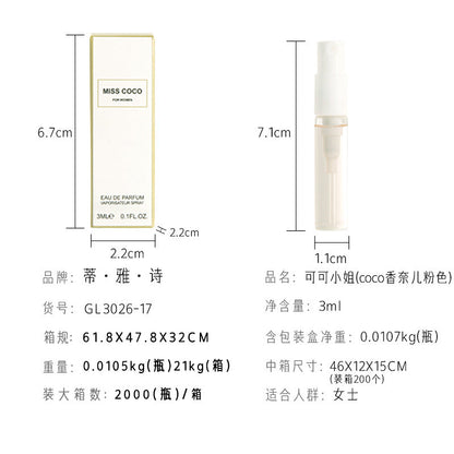 Internet celebrity fragrance 3ml trial pack perfume women's perfume Q version test tube perfume sample wholesale cheap substitute big brand perfume 