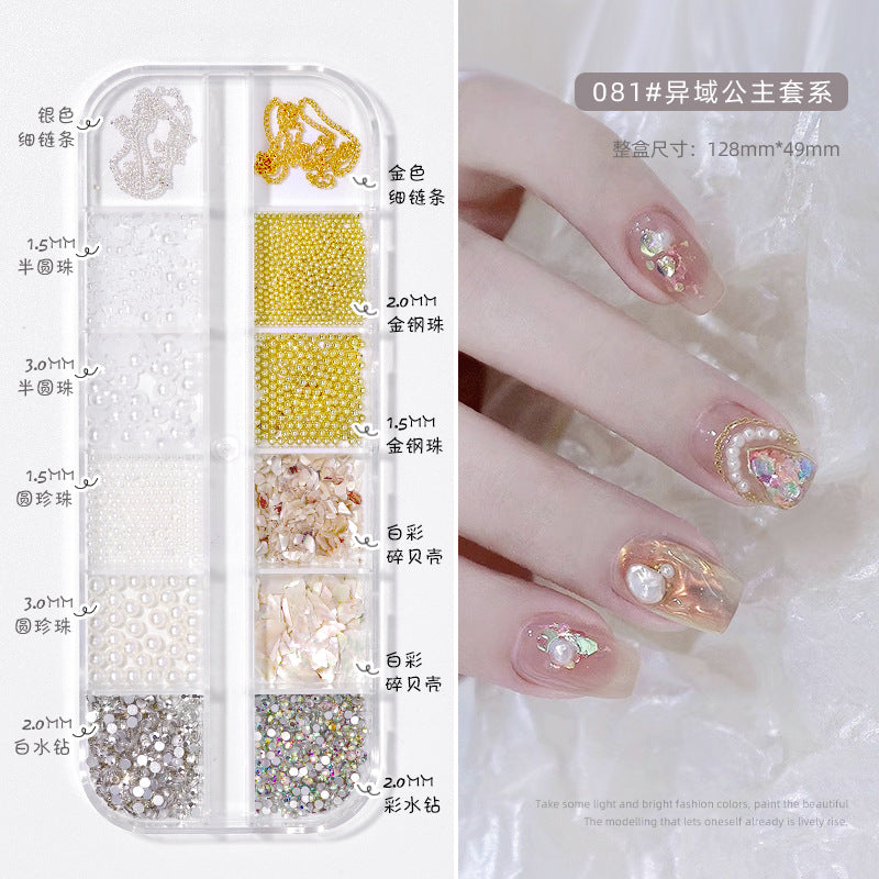 Nail art diamond jewelry wholesale net red five petal flower mixed flat bottom aurora resin bow rivet camellia flower diamond