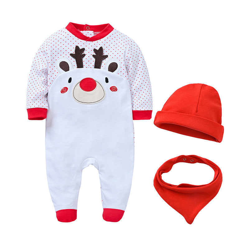 European and American jumpsuit 3-piece set pure cotton foot-wrapped newborn clothes long-sleeved pajamas children's clothing crawling clothes factory Amazon